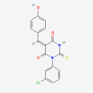 molecular formula C17H11ClN2O3S B3880468 1-(3-chlorophenyl)-5-(4-hydroxybenzylidene)-2-thioxodihydro-4,6(1H,5H)-pyrimidinedione 