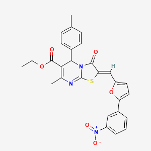 molecular formula C28H23N3O6S B3880482 ethyl 7-methyl-5-(4-methylphenyl)-2-{[5-(3-nitrophenyl)-2-furyl]methylene}-3-oxo-2,3-dihydro-5H-[1,3]thiazolo[3,2-a]pyrimidine-6-carboxylate 
