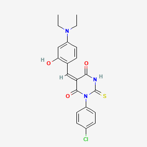 molecular formula C21H20ClN3O3S B3880489 1-(4-chlorophenyl)-5-[4-(diethylamino)-2-hydroxybenzylidene]-2-thioxodihydro-4,6(1H,5H)-pyrimidinedione 