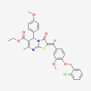 molecular formula C32H29ClN2O6S B3880496 ethyl 2-{4-[(2-chlorobenzyl)oxy]-3-methoxybenzylidene}-5-(4-methoxyphenyl)-7-methyl-3-oxo-2,3-dihydro-5H-[1,3]thiazolo[3,2-a]pyrimidine-6-carboxylate 