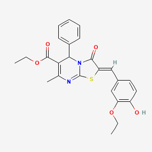 molecular formula C25H24N2O5S B3880497 ethyl 2-(3-ethoxy-4-hydroxybenzylidene)-7-methyl-3-oxo-5-phenyl-2,3-dihydro-5H-[1,3]thiazolo[3,2-a]pyrimidine-6-carboxylate 