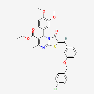 molecular formula C32H29ClN2O6S B3880518 ethyl 2-{3-[(4-chlorobenzyl)oxy]benzylidene}-5-(3,4-dimethoxyphenyl)-7-methyl-3-oxo-2,3-dihydro-5H-[1,3]thiazolo[3,2-a]pyrimidine-6-carboxylate 
