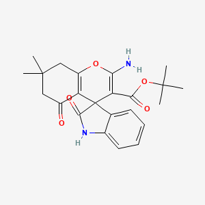 molecular formula C23H26N2O5 B3880526 tert-butyl 2-amino-7,7-dimethyl-2',5-dioxo-1',2',5,6,7,8-hexahydrospiro[chromene-4,3'-indole]-3-carboxylate 