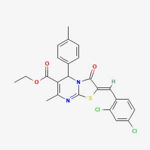 molecular formula C24H20Cl2N2O3S B3880539 ethyl 2-(2,4-dichlorobenzylidene)-7-methyl-5-(4-methylphenyl)-3-oxo-2,3-dihydro-5H-[1,3]thiazolo[3,2-a]pyrimidine-6-carboxylate CAS No. 324071-75-2