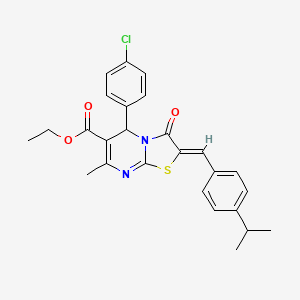 molecular formula C26H25ClN2O3S B3880540 ethyl 5-(4-chlorophenyl)-2-(4-isopropylbenzylidene)-7-methyl-3-oxo-2,3-dihydro-5H-[1,3]thiazolo[3,2-a]pyrimidine-6-carboxylate CAS No. 5680-96-6