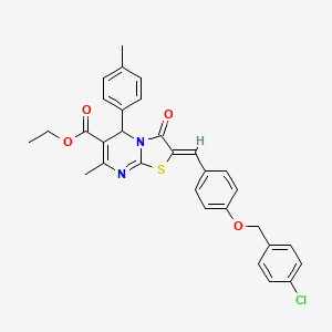 molecular formula C31H27ClN2O4S B3880546 ethyl 2-{4-[(4-chlorobenzyl)oxy]benzylidene}-7-methyl-5-(4-methylphenyl)-3-oxo-2,3-dihydro-5H-[1,3]thiazolo[3,2-a]pyrimidine-6-carboxylate 