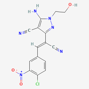 molecular formula C15H11ClN6O3 B3880561 5-amino-3-[2-(4-chloro-3-nitrophenyl)-1-cyanovinyl]-1-(2-hydroxyethyl)-1H-pyrazole-4-carbonitrile 