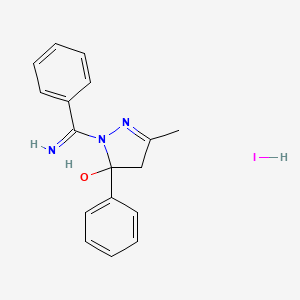 molecular formula C17H18IN3O B3880567 1-[imino(phenyl)methyl]-3-methyl-5-phenyl-4,5-dihydro-1H-pyrazol-5-ol hydroiodide 