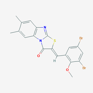 molecular formula C19H14Br2N2O2S B388057 2-(3,5-dibromo-2-methoxybenzylidene)-6,7-dimethyl[1,3]thiazolo[3,2-a]benzimidazol-3(2H)-one 
