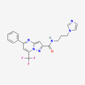 molecular formula C20H17F3N6O B3880579 N-[3-(1H-imidazol-1-yl)propyl]-5-phenyl-7-(trifluoromethyl)pyrazolo[1,5-a]pyrimidine-2-carboxamide 