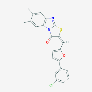 molecular formula C22H15ClN2O2S B388058 2-{[5-(3-chlorophenyl)-2-furyl]methylene}-6,7-dimethyl[1,3]thiazolo[3,2-a]benzimidazol-3(2H)-one 