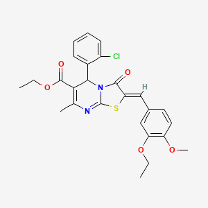 molecular formula C26H25ClN2O5S B3880593 ethyl 5-(2-chlorophenyl)-2-(3-ethoxy-4-methoxybenzylidene)-7-methyl-3-oxo-2,3-dihydro-5H-[1,3]thiazolo[3,2-a]pyrimidine-6-carboxylate 