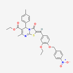 molecular formula C33H31N3O7S B3880600 ethyl 2-{3-ethoxy-4-[(4-nitrobenzyl)oxy]benzylidene}-7-methyl-5-(4-methylphenyl)-3-oxo-2,3-dihydro-5H-[1,3]thiazolo[3,2-a]pyrimidine-6-carboxylate 
