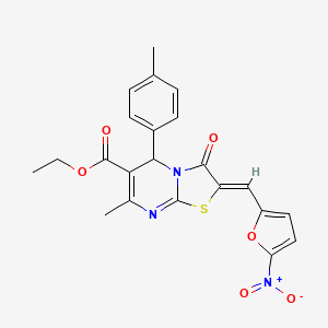 molecular formula C22H19N3O6S B3880618 ethyl 7-methyl-5-(4-methylphenyl)-2-[(5-nitro-2-furyl)methylene]-3-oxo-2,3-dihydro-5H-[1,3]thiazolo[3,2-a]pyrimidine-6-carboxylate 