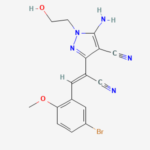 molecular formula C16H14BrN5O2 B3880626 5-amino-3-[2-(5-bromo-2-methoxyphenyl)-1-cyanovinyl]-1-(2-hydroxyethyl)-1H-pyrazole-4-carbonitrile 