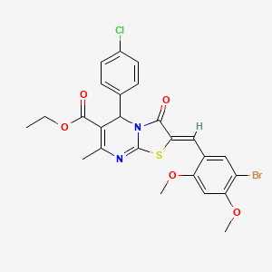 molecular formula C25H22BrClN2O5S B3880631 ethyl 2-(5-bromo-2,4-dimethoxybenzylidene)-5-(4-chlorophenyl)-7-methyl-3-oxo-2,3-dihydro-5H-[1,3]thiazolo[3,2-a]pyrimidine-6-carboxylate 
