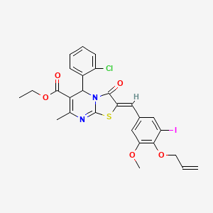 molecular formula C27H24ClIN2O5S B3880637 ethyl 2-[4-(allyloxy)-3-iodo-5-methoxybenzylidene]-5-(2-chlorophenyl)-7-methyl-3-oxo-2,3-dihydro-5H-[1,3]thiazolo[3,2-a]pyrimidine-6-carboxylate 
