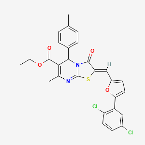 molecular formula C28H22Cl2N2O4S B3880652 ethyl 2-{[5-(2,5-dichlorophenyl)-2-furyl]methylene}-7-methyl-5-(4-methylphenyl)-3-oxo-2,3-dihydro-5H-[1,3]thiazolo[3,2-a]pyrimidine-6-carboxylate 