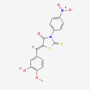 molecular formula C17H12N2O5S2 B3880677 5-(3-hydroxy-4-methoxybenzylidene)-3-(4-nitrophenyl)-2-thioxo-1,3-thiazolidin-4-one 