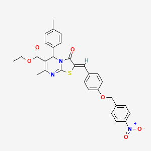 molecular formula C31H27N3O6S B3880679 ethyl 7-methyl-5-(4-methylphenyl)-2-{4-[(4-nitrobenzyl)oxy]benzylidene}-3-oxo-2,3-dihydro-5H-[1,3]thiazolo[3,2-a]pyrimidine-6-carboxylate 
