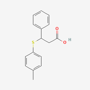 molecular formula C16H16O2S B3880684 3-[(4-methylphenyl)thio]-3-phenylpropanoic acid 