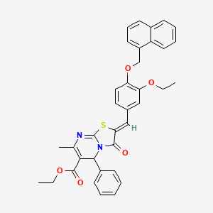 molecular formula C36H32N2O5S B3880687 ethyl 2-[3-ethoxy-4-(1-naphthylmethoxy)benzylidene]-7-methyl-3-oxo-5-phenyl-2,3-dihydro-5H-[1,3]thiazolo[3,2-a]pyrimidine-6-carboxylate 