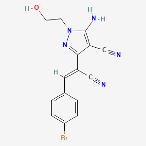molecular formula C15H12BrN5O B3880693 5-amino-3-[2-(4-bromophenyl)-1-cyanovinyl]-1-(2-hydroxyethyl)-1H-pyrazole-4-carbonitrile 