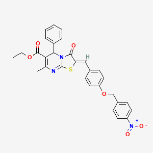 molecular formula C30H25N3O6S B3880703 ethyl 7-methyl-2-{4-[(4-nitrobenzyl)oxy]benzylidene}-3-oxo-5-phenyl-2,3-dihydro-5H-[1,3]thiazolo[3,2-a]pyrimidine-6-carboxylate 