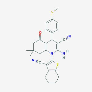 molecular formula C28H28N4OS2 B388071 2-Amino-1-(3-cyano-4,5,6,7-tetrahydro-1-benzothien-2-yl)-7,7-dimethyl-4-[4-(methylsulfanyl)phenyl]-5-oxo-1,4,5,6,7,8-hexahydro-3-quinolinecarbonitrile 
