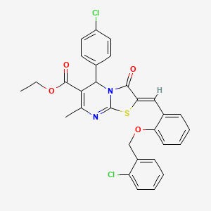 molecular formula C30H24Cl2N2O4S B3880729 ethyl 2-{2-[(2-chlorobenzyl)oxy]benzylidene}-5-(4-chlorophenyl)-7-methyl-3-oxo-2,3-dihydro-5H-[1,3]thiazolo[3,2-a]pyrimidine-6-carboxylate 