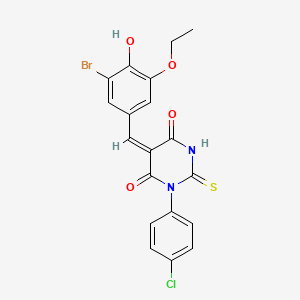 molecular formula C19H14BrClN2O4S B3880733 5-(3-bromo-5-ethoxy-4-hydroxybenzylidene)-1-(4-chlorophenyl)-2-thioxodihydro-4,6(1H,5H)-pyrimidinedione 
