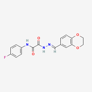 molecular formula C17H14FN3O4 B3880747 2-[2-(2,3-dihydro-1,4-benzodioxin-6-ylmethylene)hydrazino]-N-(4-fluorophenyl)-2-oxoacetamide 