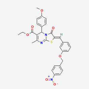 molecular formula C31H27N3O7S B3880752 ethyl 5-(4-methoxyphenyl)-7-methyl-2-{3-[(4-nitrobenzyl)oxy]benzylidene}-3-oxo-2,3-dihydro-5H-[1,3]thiazolo[3,2-a]pyrimidine-6-carboxylate 