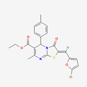 molecular formula C22H19BrN2O4S B3880768 ethyl 2-[(5-bromo-2-furyl)methylene]-7-methyl-5-(4-methylphenyl)-3-oxo-2,3-dihydro-5H-[1,3]thiazolo[3,2-a]pyrimidine-6-carboxylate 