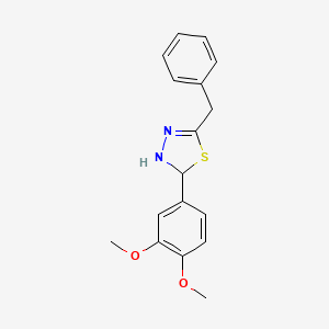 molecular formula C17H18N2O2S B3880773 5-benzyl-2-(3,4-dimethoxyphenyl)-2,3-dihydro-1,3,4-thiadiazole 