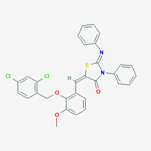 molecular formula C30H22Cl2N2O3S B388081 5-{2-[(2,4-Dichlorobenzyl)oxy]-3-methoxybenzylidene}-3-phenyl-2-(phenylimino)-1,3-thiazolidin-4-one 