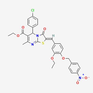 ethyl 5-(4-chlorophenyl)-2-{3-ethoxy-4-[(4-nitrobenzyl)oxy]benzylidene}-7-methyl-3-oxo-2,3-dihydro-5H-[1,3]thiazolo[3,2-a]pyrimidine-6-carboxylate