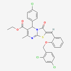 molecular formula C30H23Cl3N2O4S B3880835 ethyl 5-(4-chlorophenyl)-2-{2-[(2,4-dichlorobenzyl)oxy]benzylidene}-7-methyl-3-oxo-2,3-dihydro-5H-[1,3]thiazolo[3,2-a]pyrimidine-6-carboxylate 