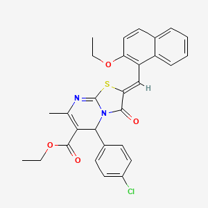molecular formula C29H25ClN2O4S B3880838 ethyl 5-(4-chlorophenyl)-2-[(2-ethoxy-1-naphthyl)methylene]-7-methyl-3-oxo-2,3-dihydro-5H-[1,3]thiazolo[3,2-a]pyrimidine-6-carboxylate 