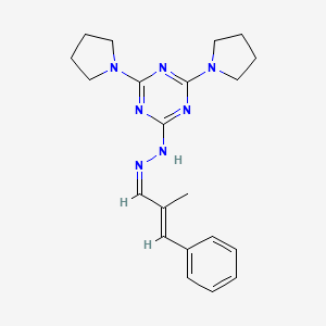 molecular formula C21H27N7 B3880848 2-methyl-3-phenylacrylaldehyde (4,6-di-1-pyrrolidinyl-1,3,5-triazin-2-yl)hydrazone 