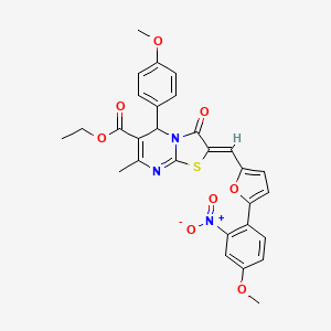 molecular formula C29H25N3O8S B3880853 ethyl 2-{[5-(4-methoxy-2-nitrophenyl)-2-furyl]methylene}-5-(4-methoxyphenyl)-7-methyl-3-oxo-2,3-dihydro-5H-[1,3]thiazolo[3,2-a]pyrimidine-6-carboxylate 