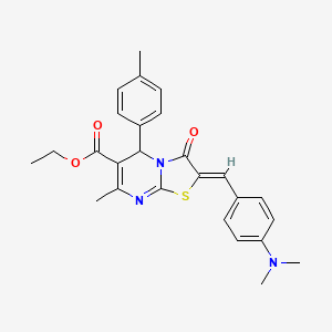 molecular formula C26H27N3O3S B3880859 ethyl 2-[4-(dimethylamino)benzylidene]-7-methyl-5-(4-methylphenyl)-3-oxo-2,3-dihydro-5H-[1,3]thiazolo[3,2-a]pyrimidine-6-carboxylate 