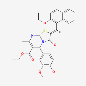 molecular formula C31H30N2O6S B3880883 ethyl 5-(3,4-dimethoxyphenyl)-2-[(2-ethoxy-1-naphthyl)methylene]-7-methyl-3-oxo-2,3-dihydro-5H-[1,3]thiazolo[3,2-a]pyrimidine-6-carboxylate 