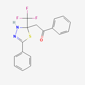 molecular formula C17H13F3N2OS B3880903 1-phenyl-2-[5-phenyl-2-(trifluoromethyl)-2,3-dihydro-1,3,4-thiadiazol-2-yl]ethanone 