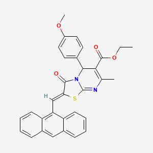 molecular formula C32H26N2O4S B3880904 ethyl 2-(9-anthrylmethylene)-5-(4-methoxyphenyl)-7-methyl-3-oxo-2,3-dihydro-5H-[1,3]thiazolo[3,2-a]pyrimidine-6-carboxylate 