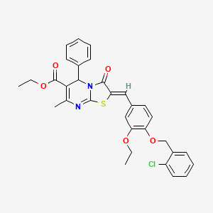 molecular formula C32H29ClN2O5S B3880918 ethyl 2-{4-[(2-chlorobenzyl)oxy]-3-ethoxybenzylidene}-7-methyl-3-oxo-5-phenyl-2,3-dihydro-5H-[1,3]thiazolo[3,2-a]pyrimidine-6-carboxylate 