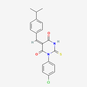 molecular formula C20H17ClN2O2S B3880924 1-(4-chlorophenyl)-5-(4-isopropylbenzylidene)-2-thioxodihydro-4,6(1H,5H)-pyrimidinedione 