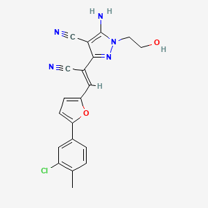 molecular formula C20H16ClN5O2 B3880934 5-amino-3-{2-[5-(3-chloro-4-methylphenyl)-2-furyl]-1-cyanovinyl}-1-(2-hydroxyethyl)-1H-pyrazole-4-carbonitrile 