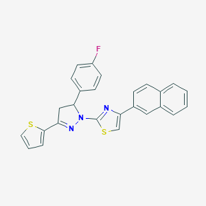 molecular formula C26H18FN3S2 B388094 2-[5-(4-fluorophenyl)-3-(2-thienyl)-4,5-dihydro-1H-pyrazol-1-yl]-4-(2-naphthyl)-1,3-thiazole 