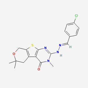 4-chlorobenzaldehyde (3,6,6-trimethyl-4-oxo-3,5,6,8-tetrahydro-4H-pyrano[4',3':4,5]thieno[2,3-d]pyrimidin-2-yl)hydrazone